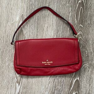 Kate Spade Red Leather Mini Bag / Wristlet with Gold Logo
